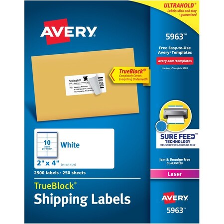 Avery Label, Lsr, Shippng, 2X4,2500 2500PK AVE5963